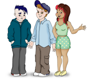 Three teen characters from PYD 101 course.